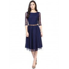 Mogal ethnic Designer Womens Faux Georgette Princess Cut dress (Western Wear) (Net_size_XL_blue)